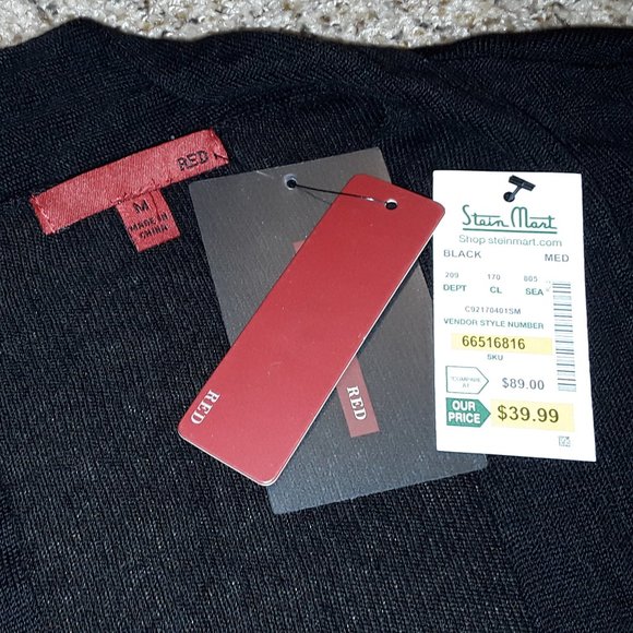 New- RED brand flared sleeve, black sweater from Stein Mart: Women's Size Medium - Picture 5 of 7